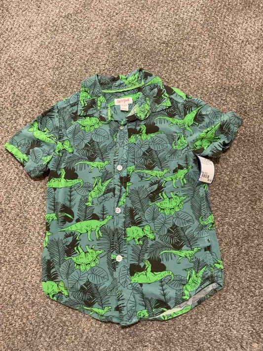 Cat and Jack (D) Dino Print Toddler Size 4-5 Boy's ButtondownSS