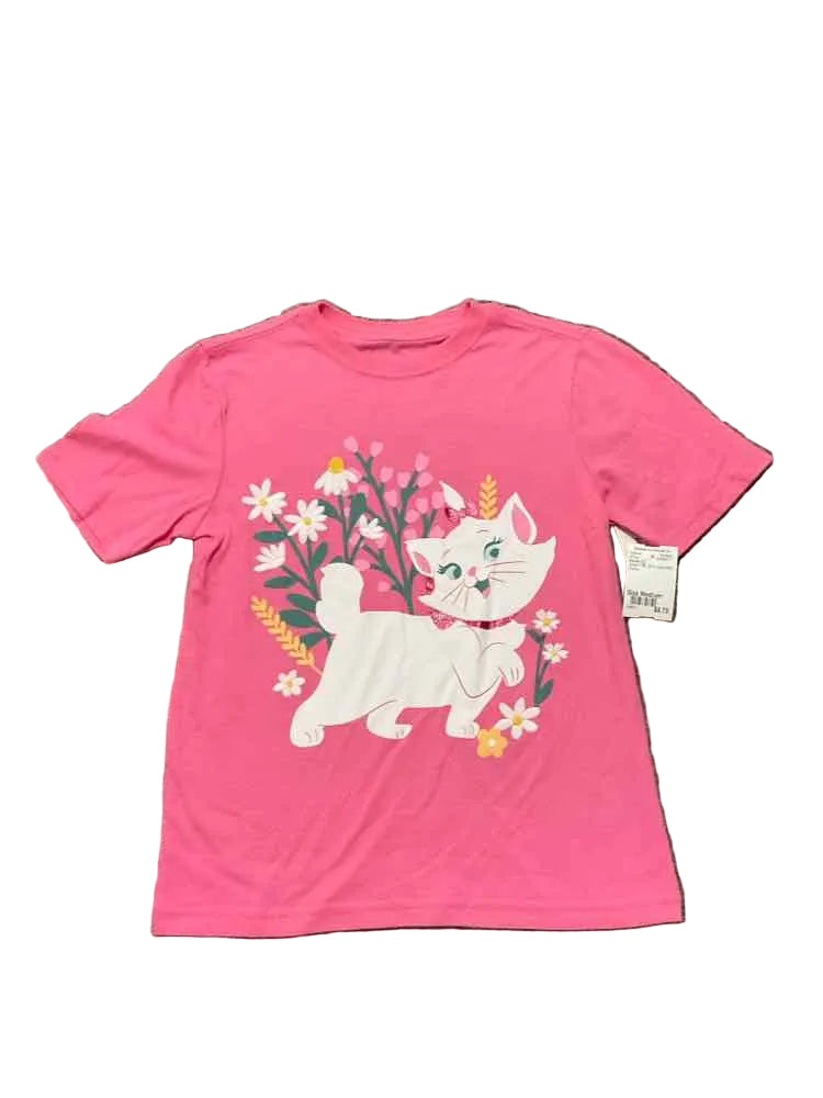 Disney (B) White Pink Youth Size Medium Girl's SSTop