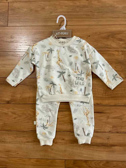 D Brand Animal Print Infant Size 12 MO Boy's 2PC Athletic Pant Suit