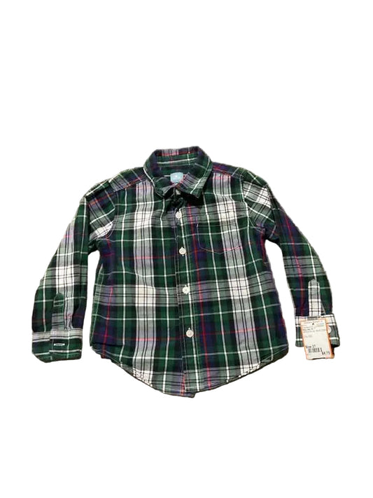 Baby Gap (B) GREEN BLUE Toddler Size 3T Boy's ButtondownLS