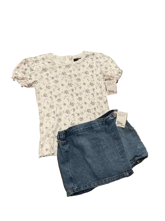 7 for all Mankind (A) White Blue Youth Size 6 Girl's 2PCCasual