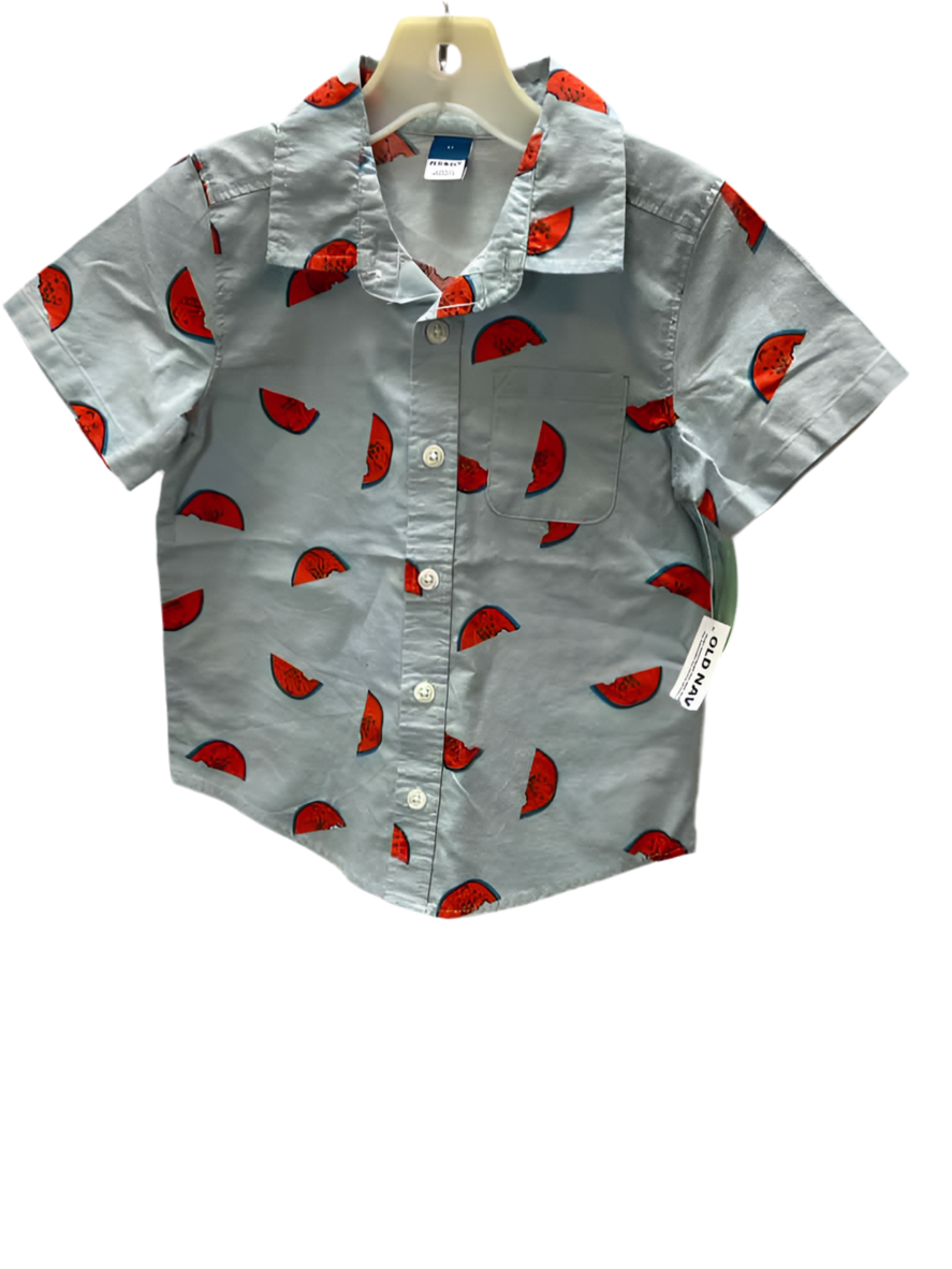 Old Navy (C) Red Blue Toddler Size 3T ButtondownSS