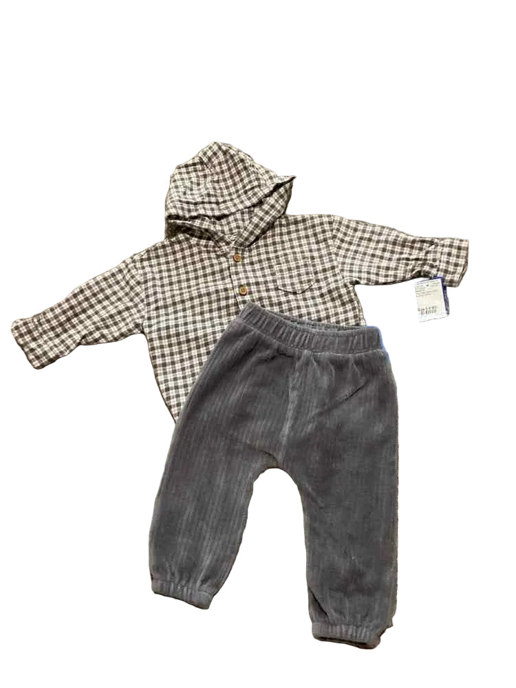Carters (C) Gray Plaid Infant Size 6-9 MO Boy's 2PC Casual