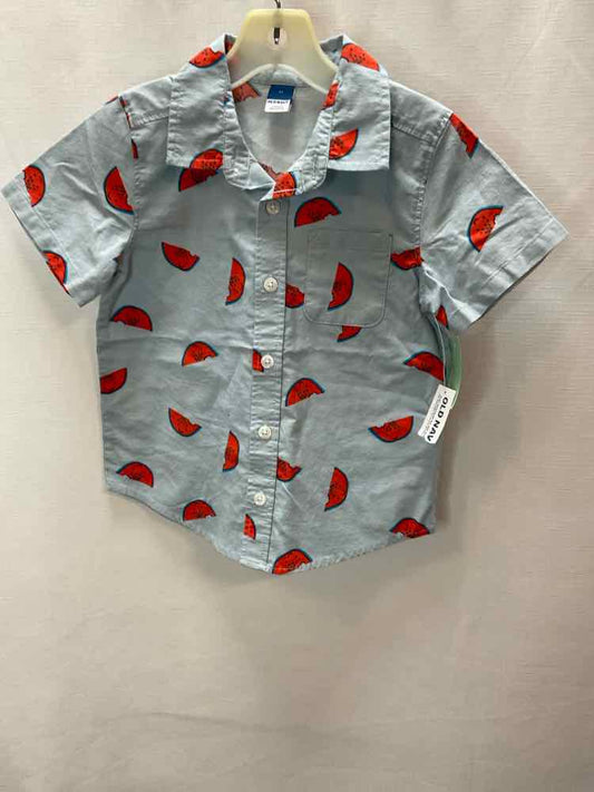 Old Navy (C) Red Blue Toddler Size 3T ButtondownSS