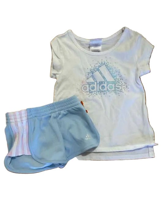 Adidas (B) White Blue Toddler Size 2T Girl's 2PCCasual