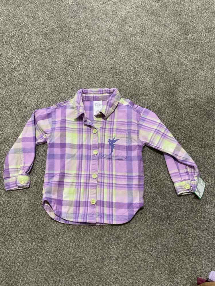 Disney (B) Green Purple Toddler Size 5T Girl's ButtondownLS