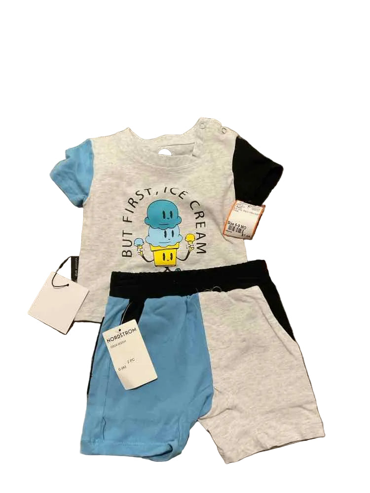 C Brand Blue Gray Infant Size 6-9 MO Boy's 2PC Casual