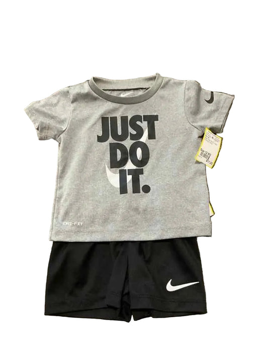 Nike (B) Black Gray Infant Size 12 MO Boy's 2PC Athletic Short Suit