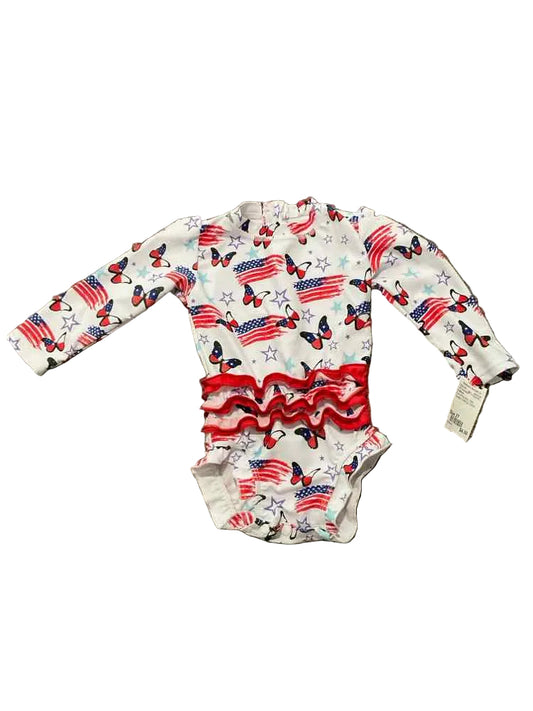 D Brand Red White Blue Toddler Size 2T Girl's 1PCSwimwear