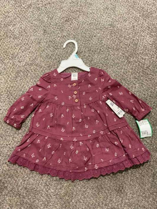 Baby Bgosh (B) Burgundy Infant Size 6 MO Girl's CasualDress