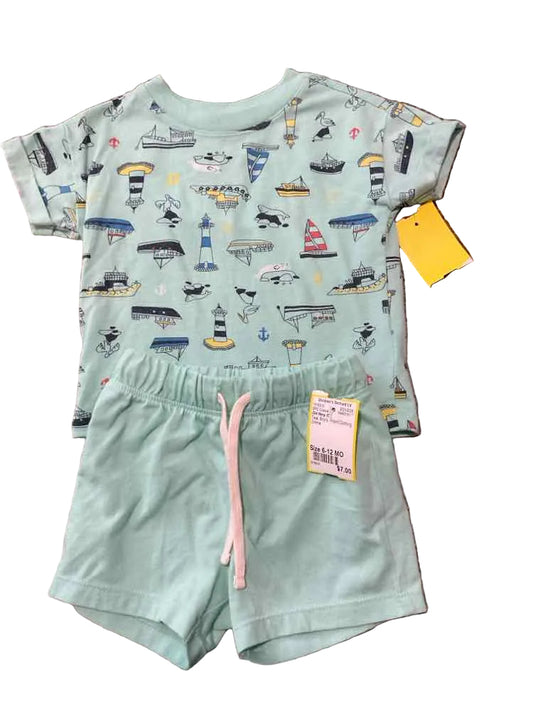 Old Navy (C) Teal Infant Size 6-12 MO Boy's 2PC Casual