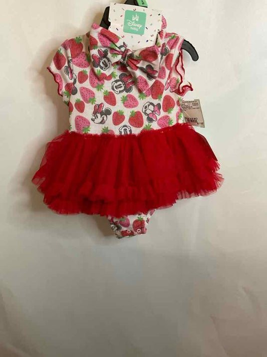 Disney Babies (C) Red Pink Infant Size 6-9 MO 2PC Casual