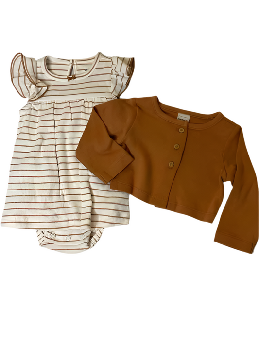 Carters (C) Brown White Infant Size 3 MO 2PC Casual