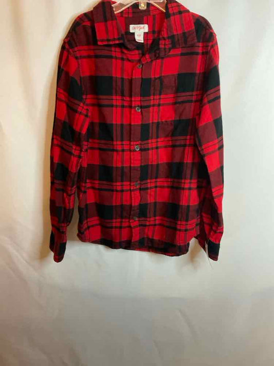 Cat and Jack (D) Red Black Youth Size 8 ButtondownLS