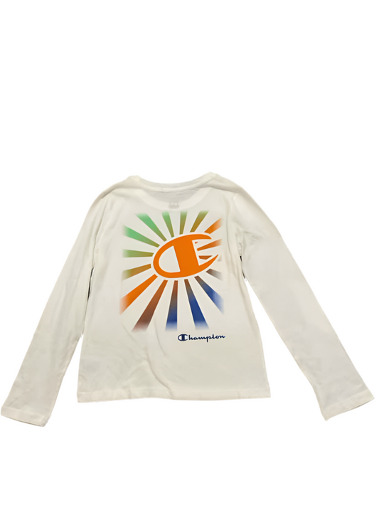 Champion (C) White Youth Size 10-12 Girl's LSTop