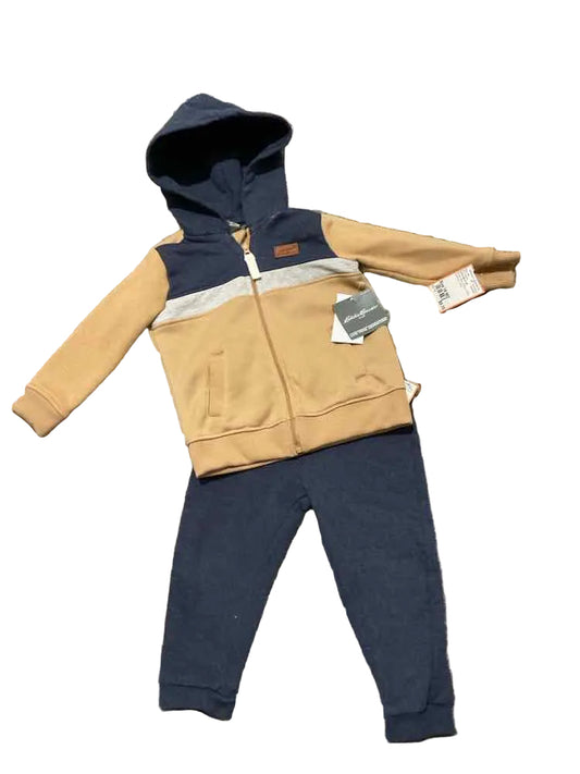 Eddie Bauer (B) Brown Blue Infant Size 18 MO Boy's 2PC Casual