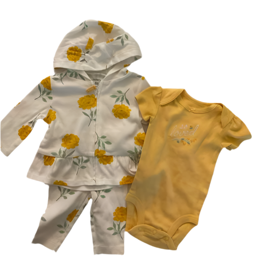 Carters (C) White Yellow Infant Size 3 MO 3PC Casual