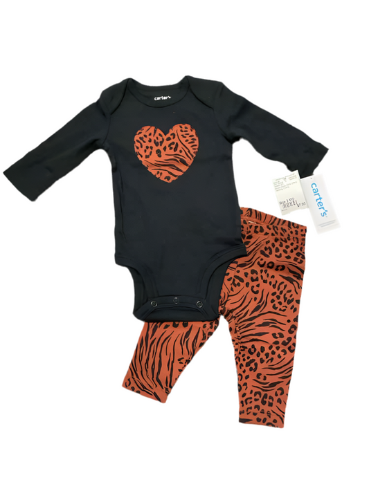 Carters (C) Brown Black Infant Size 3 MO Girl's 2PC Casual