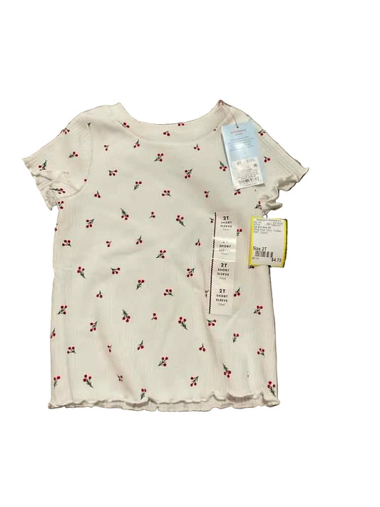 Cat and Jack (D) White Red Toddler Size 2T Girl's SSTop