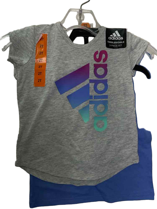 Adidas (B) Blue Pink Toddler Size 2 Girl's 3PCCasual