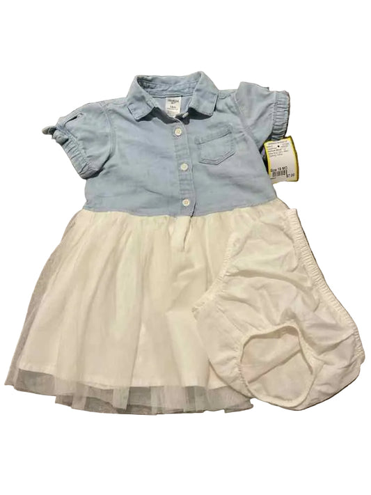 OshKosh BGosh White Blue Infant Size 18 MO Girl's CasualDress