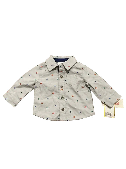 Cat and Jack (D) Gray Infant Size 0-3 MO Boy's ButtondownLS