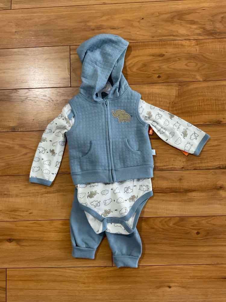 Little Beginnings (E) Light Blue print Infant Size 6-9 MO Boy's 3PC Casual