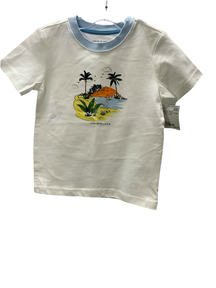 Janie and Jack (A) White Blue Toddler Size 2T SSTop