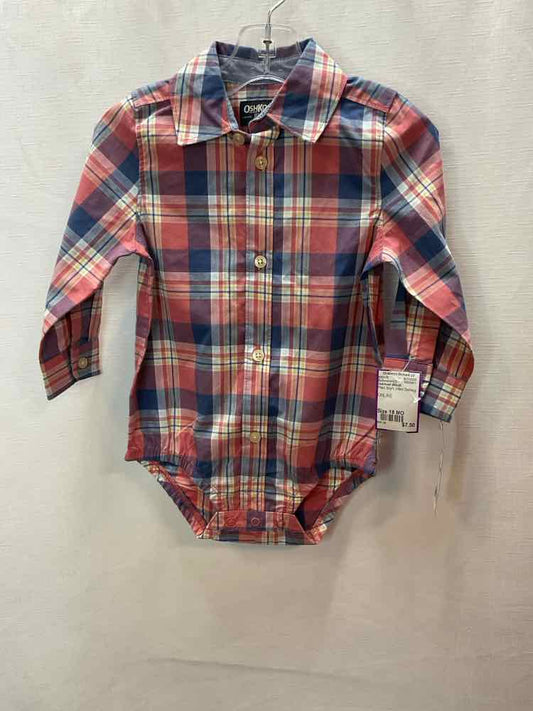 OshKosh BGosh Plaid Infant Size 18 MO ButtondownLS