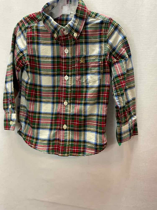 Baby Gap (B) Plaid Toddler Size 3T ButtondownLS