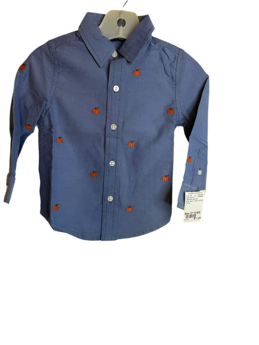 Janie and Jack (A) Blue Infant Size 12-18 MO ButtondownLS