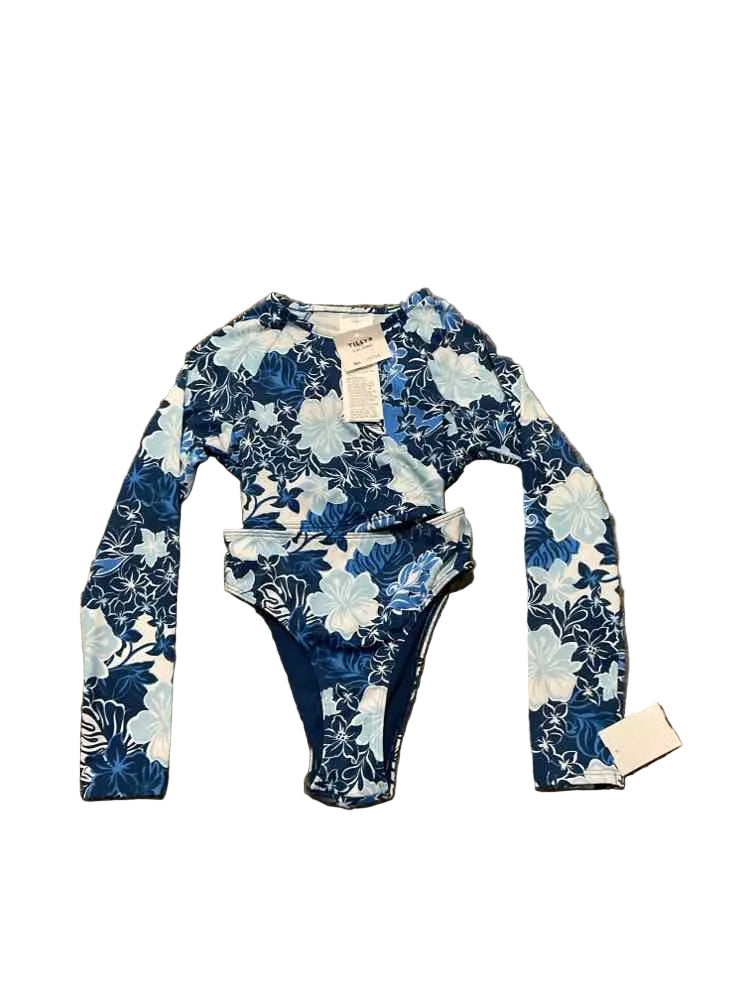 Roxy (B) Blue Floral Youth Size 12 Girl's 2PCSwimwear