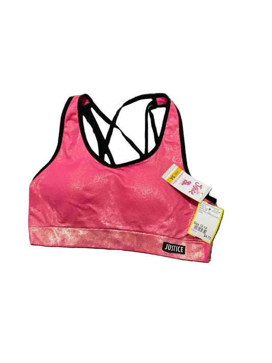 Justice (D) Black Pink Youth Size 12-14 Girl's AthleticTankTop