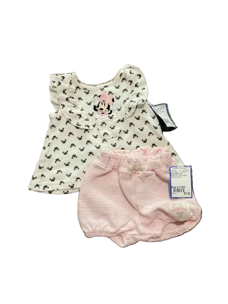Disney Babies (C) White Pink Infant Size 0-3 MO Girl's 2PC Casual