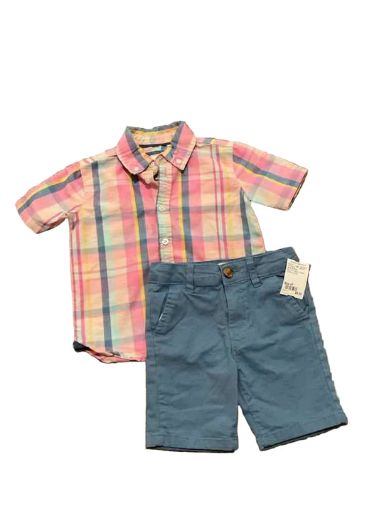 Stitch & Stone Blue Pink Toddler Size 4T Boy's 2PCDressy