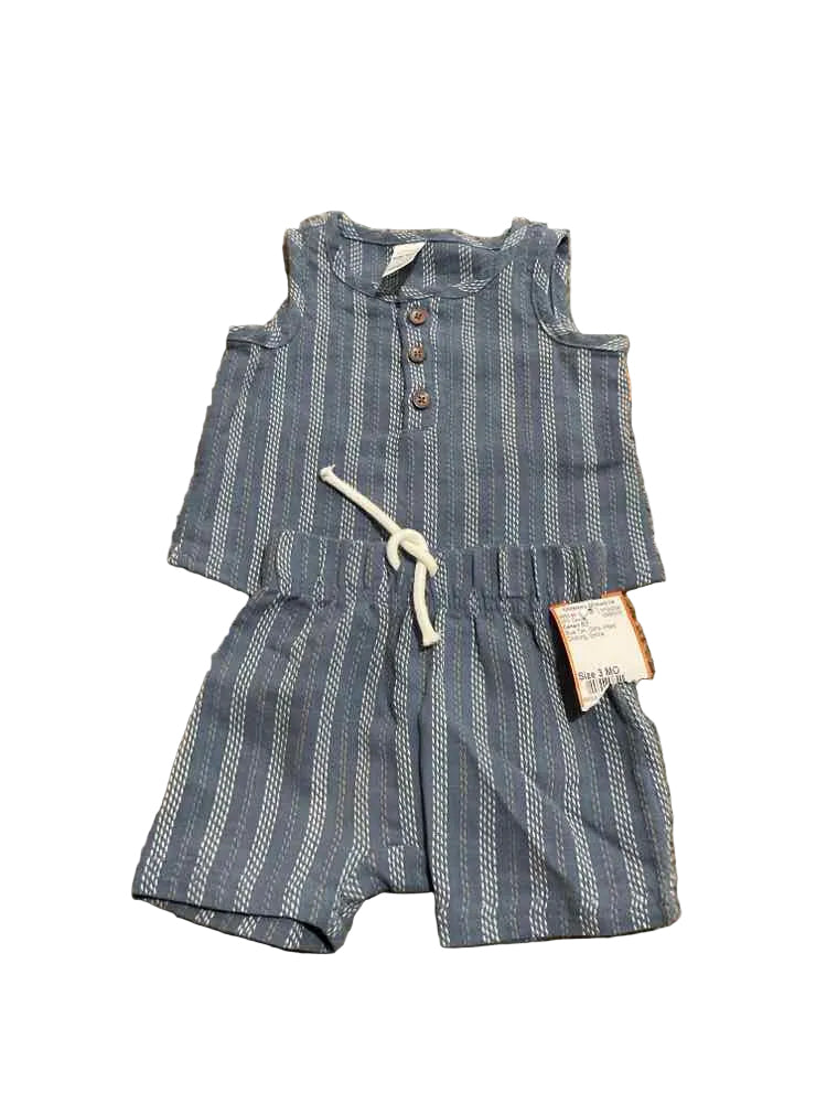Carters (C) Blue Tan Infant Size 3 MO Girl's 2PC Casual