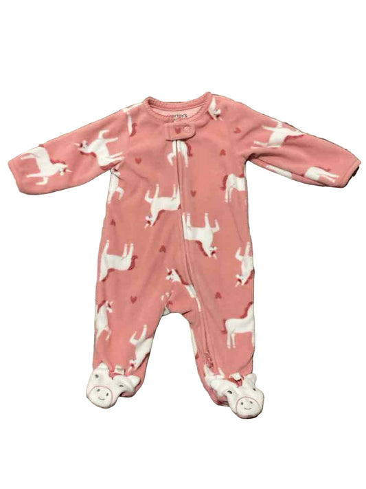 Carters (C) White Pink Infant Size NB Girl's 1PCSleepwear