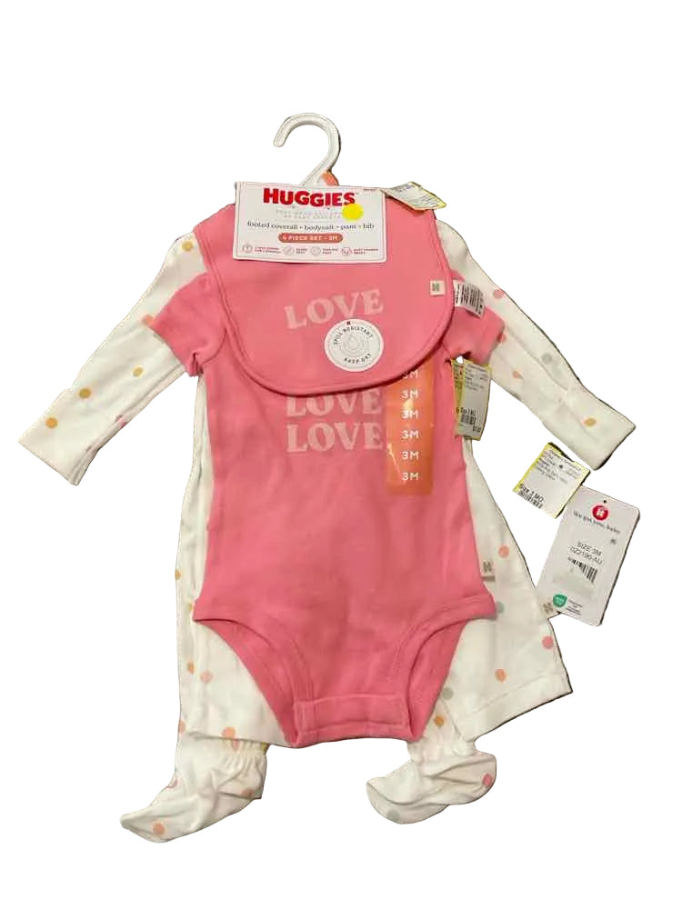 Huggies White Pink Infant Size 3 MO Girl's 3PC Casual