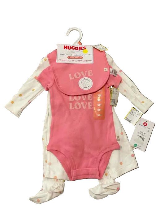 Huggies White Pink Infant Size 3 MO Girl's 3PC Casual