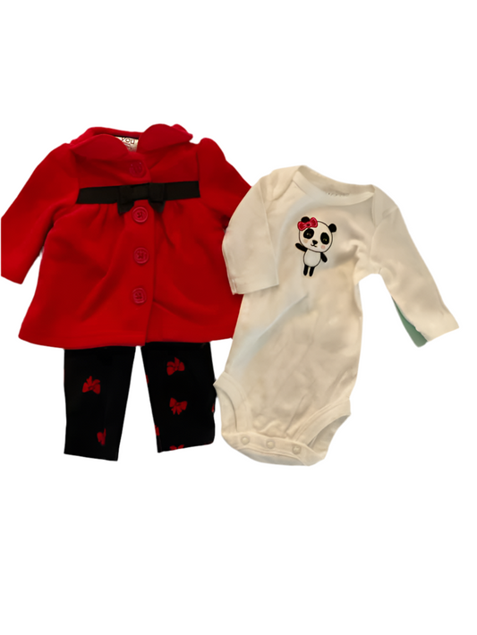 Just One You (D) Red Black Infant Size NB 3PC Casual