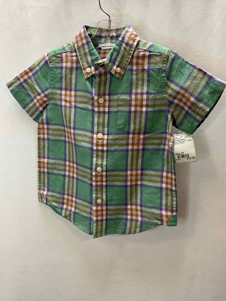 Janie and Jack (A) Green Plaid Toddler Size 2T ButtondownSS