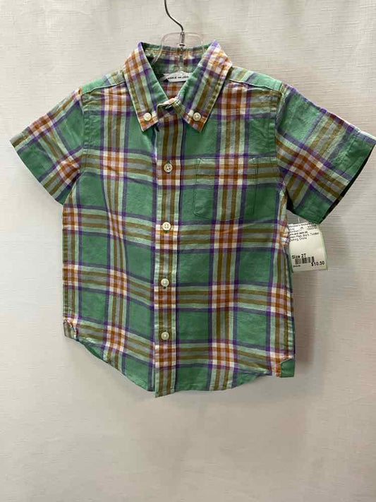 Janie and Jack (A) Green Plaid Toddler Size 2T ButtondownSS
