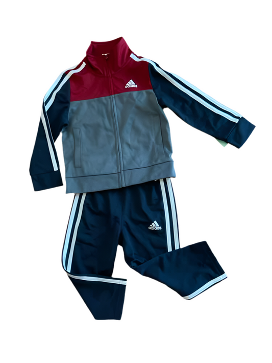 Adidas (B) Blue Red Toddler Size 2T 2PCAthleticPantSuit