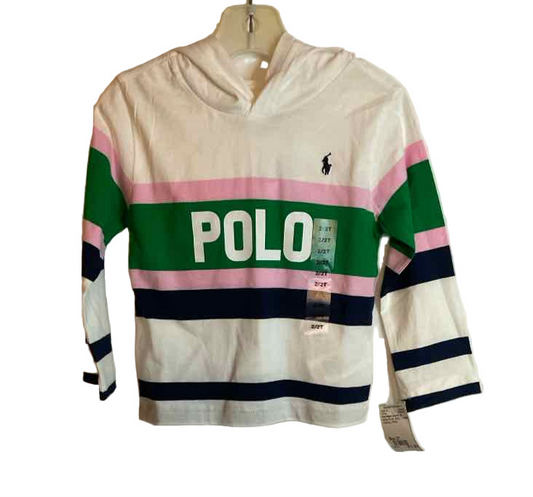 Polo Ralph Lauren (A) White Green Toddler Size 2T LSTop