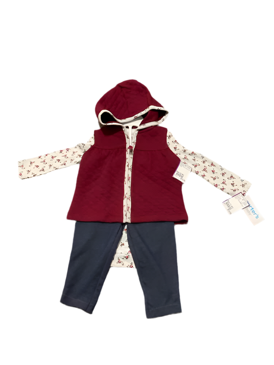 Carters (C) Maroon Infant Size 12 MO Girl's 3PC Casual