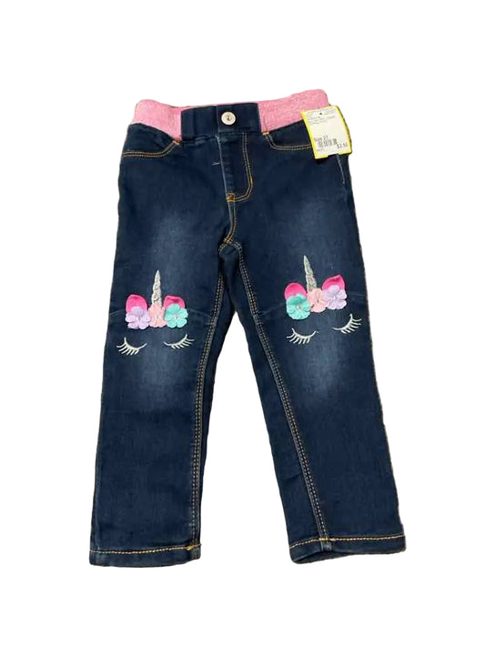 Jordache (E) Blue Pink Toddler Size 2T Girl's Jeans