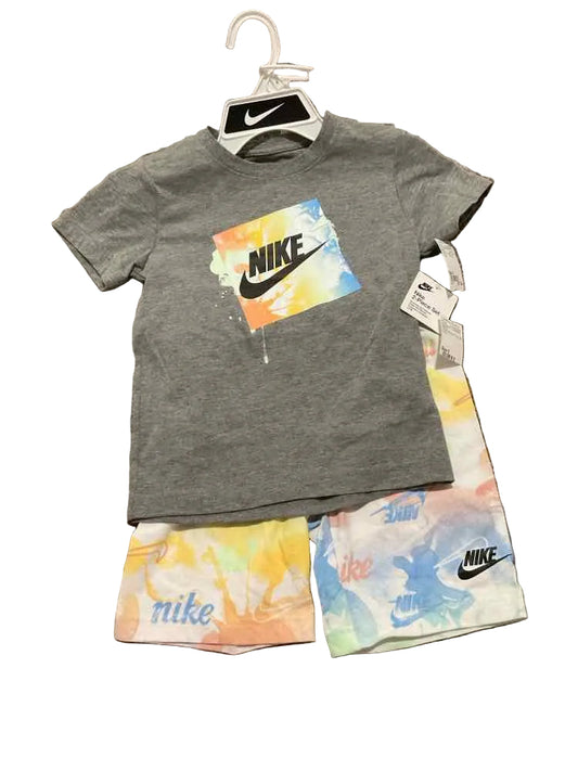 Nike (B) White Gray Youth Size 6 Boy's 2PCAthleticShortSuit