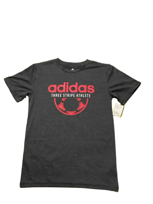 Adidas (B) Red Gray Youth Size 10-12 Boy's AthleticTopSS