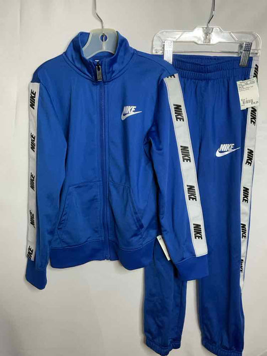 Nike (B) White Blue Youth Size 7 2PCAthleticPantSuit