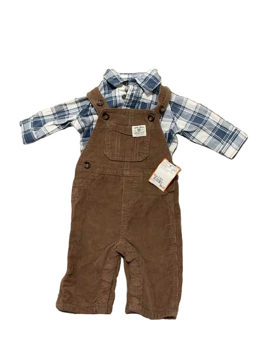 Carters (C) Brown Blue Infant Size 3 MO Boy's 2PC Overall Pant